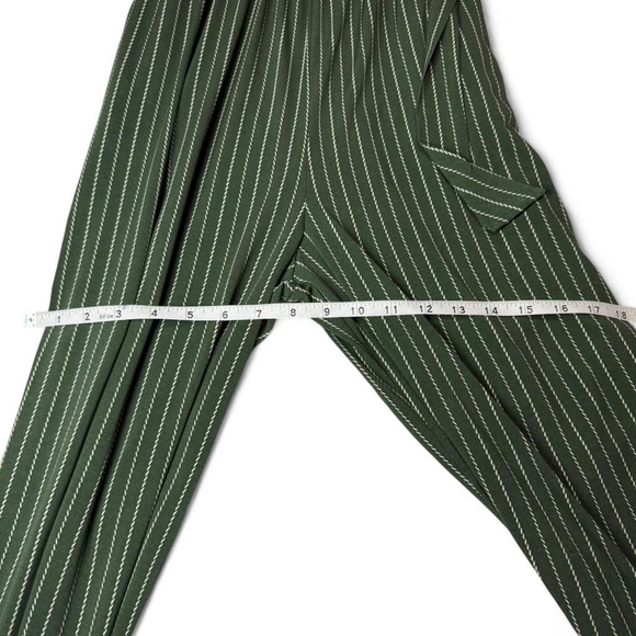 Kaleigh (Kaileigh) Green Striped Wrap Jumpsuit – Tie Waist Wide-Leg - Picture 8 of 8